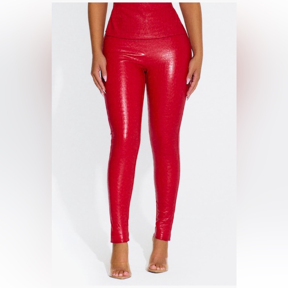 Naked Wardrobe - Oh So Tight Crocodile Faux Leather Leggings- Sz: SMALL